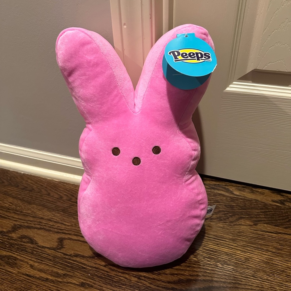 Pink peeps bunny pillow